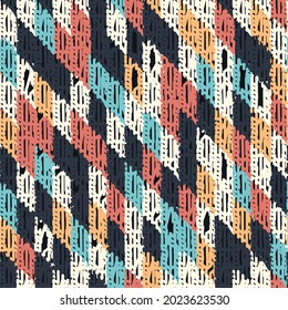 Abstract geometric seamless pattern with colored rectangular segments.
