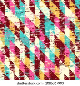 Abstract geometric seamless pattern with colored rectangular segments.
