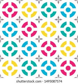 Abstract geometric seamless pattern. Colorful background with unique shapes in vector. Trendy concept design for print, fabric, tile. Eps10