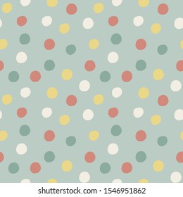 Abstract geometric seamless pattern with colorful circles on blue background. Modern abstract design for wallpaper, fashion, cover, fabric, interior decor, wrapping paper, etc. 
