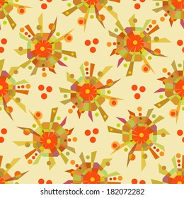 Abstract geometric seamless pattern "Colorful sun". Vector. 