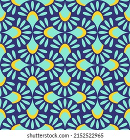 Resumen del patrón geométrico sin costuras. Impresión vectorial de papel pintado colorida. Ornamento de pesca de estilo asiático multicolor. Diseño textil de moda en pequeña escala de forma simple