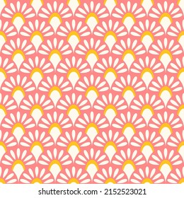 Abstract geometric seamless pattern. Colorful wallpaper vector print. Multicolor asian style fishcsale ornament. Simple shaped small scale fashion textile design