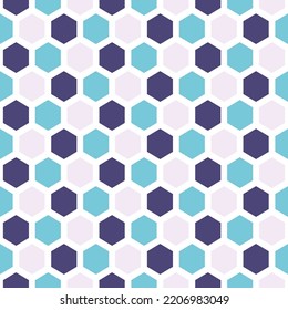 Resumen del patrón geométrico sin costuras con hexágonos coloridos. Ilustración de fondo del vector. Se puede usar para papel tapiz, envoltura, banner, tela, aplicación móvil, web, impresión, plantilla de presentación 