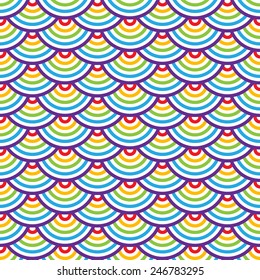 Abstract geometric seamless pattern. Colorful scaly ornament. Vector flat design