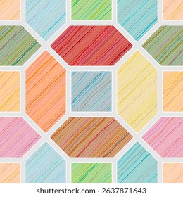 Abstract geometric seamless pattern with colorful paving - hand drawn vector illustration.
