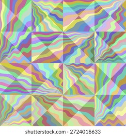 Padrão geométrico sem costura abstrato. Fundo de mosaico colorido com textura ondulada. Design vetorial plano sem fim.
