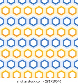 Abstract geometric seamless pattern of colorful sunny hexagons