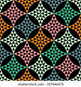 Abstract geometric seamless pattern, colorful triangles pattern