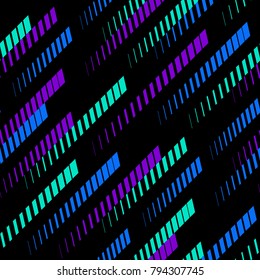 Abstract geometric seamless pattern with colorful diagonal lines, tracks, halftone stripes. Trendy creative background with bright vector illustration. Extreme sport style, urban art