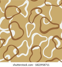 Abstract geometric seamless pattern. Curved round shapes. Outline drawn rings. Simple modern ornament. Basic shapes, simple rounded, smooth forms.