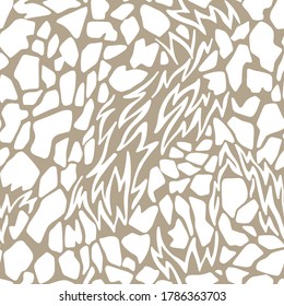 Abstract geometric seamless pattern. Abstract cut shapes with ragged edges. Stylized animal giraffe skin fur print texture. Fashion design for textile, fabric, backdrop or any surface.