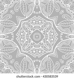 Abstract geometric seamless pattern. Decorative lace seamless background. Tribal ethnic ornate decoration, lace repeating texture. Vector doodle sketch pattern, graphic illustration