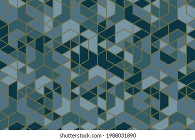  Resumen diseño de patrones geométricos sin costuras moderno. Fondo verde para, alfombra, alfombra, papel pintado, ropa, envoltura, batik, tela. Ilustración del vector.Eps10