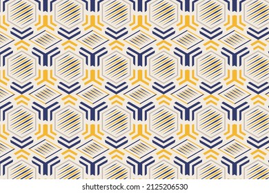 abstract geometric seamless pattern design template using yellow and gold colors. stripped diagonal line, hexagon and diagonal square element. 