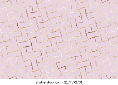 Abstract geometric seamless pattern design with gold grid tiles.
