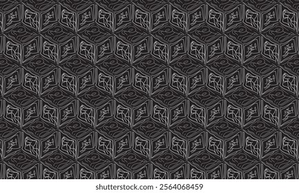 Abstract geometric seamless pattern design, black and white honeycomb hexagons made from scratches. Modern and creative pattern design