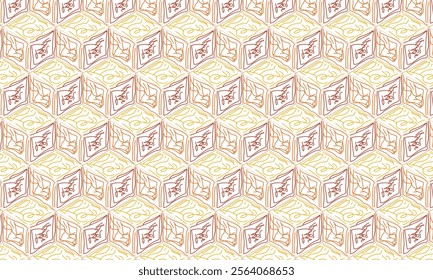 Abstract geometric seamless pattern design, honeycomb hexagons made of colorful strokes. Modern and creative pattern design