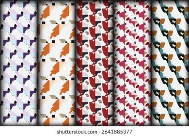 Abstract geometric seamless pattern design for fabric and textile applications with trendy shapes and modern visual symmetry for decor use