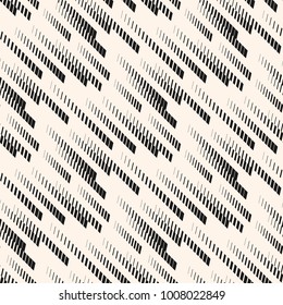 Abstract geometric seamless pattern with diagonal fade lines, tracks, halftone stripes. Extreme sport style illustration, urban art. Trendy black and white minimal background texture. - Stock vector 