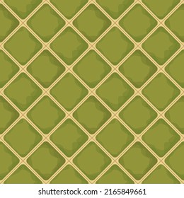 Abstract geometric seamless pattern. Diamond ornament of green and gold. Mosaic, tiles, stained glass texture