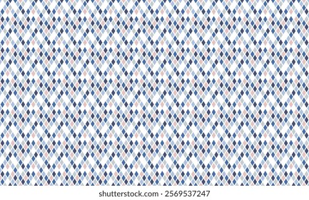 Abstract geometric seamless pattern with diamond composition in pale pink n blue on white background. Vector illustration. For masculine male shirt lady dress summer cloth textile all over print