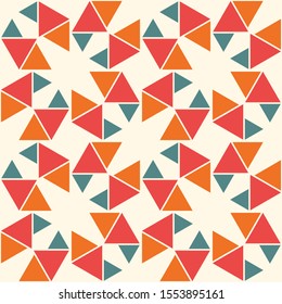 Abstract geometric seamless pattern with different triangles. 
Mosaic, tile background, wrapping paper. Vector illustration.   