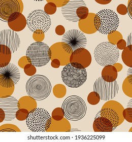 Abstract geometric seamless pattern and doodle circles   geometric shapes  Trendy hand drawn textures  Modern abstract design for paper  cover  fabric  interior decor
