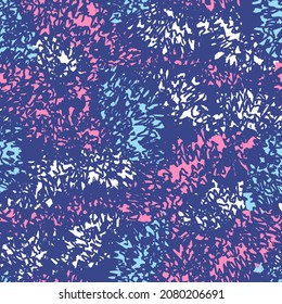 Abstract geometric seamless pattern in doodle style with color segments.
