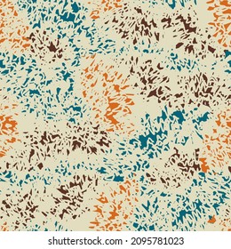 Abstract geometric seamless pattern in doodle style with color segments.
