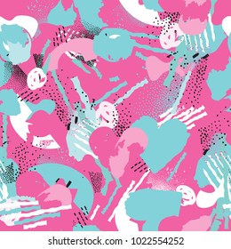 Abstract geometric seamless pattern with dots. Ornamental white background. Spotted wallpaper design