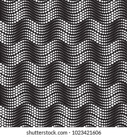 Abstract geometric seamless pattern with dots. Ornamental black background with dotted ornament. Spotted lines textured wallpaper design