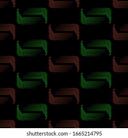 Abstract geometric seamless pattern with dots green and orange color.