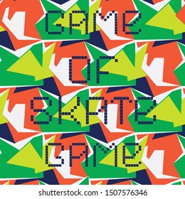 Abstract geometric seamless pattern. Drawing colorful Skate board seamless pattern vector. Skate background. Illustrations with cool slogans for t-shirt design. Flat style — Vector illustration. Urba.