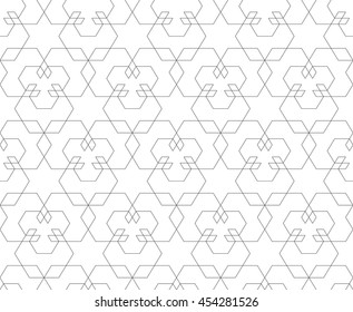 Abstract geometric seamless pattern. East, asia, religion, alchemy, astrology, philosophy and spiritual themes. Vector illustration.