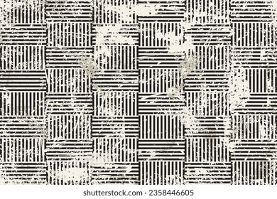 Abstract geometric seamless pattern with an effect of attrition. Vector shabby geometric carpet. Vintage striped pattern for ceramic tile, wallpaper, linoleum, textile, rug, web page