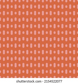 Abstract geometric seamless pattern. Elegant orange and pink vector background. Simple ornament with small hexagons, diamond shapes. Stylish minimal graphic texture. Retro style repeat geo design