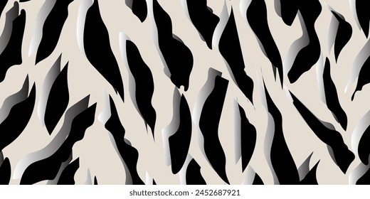 Abstract geometric seamless pattern. Elegant fabric fashion design in black and white style. Vector illustration