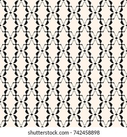Abstract geometric seamless pattern. Elegant lace texture. Monochrome background with curved shapes, thin lines, star silhouettes, mesh. Traditional motif. Design for prints, decor. - Stock vector