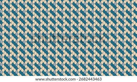 Abstract geometric seamless pattern.  Elegant teal and beige scales create a sophisticated, textured background ideal for website design, textile prints, or branding.