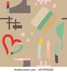 Abstract geometric seamless pattern. Ethnic motif for textile fabric print, silk scarf, hijab, shawl design. Geometrical ornament with shapes and lines elements, colorful background