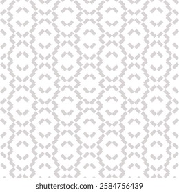 Abstract geometric seamless pattern with ethnic folk motif. Simple grey and white geometrical ornament texture with broken lines, chevron, zigzag. Subtle geo background. Repeated modern vector design
