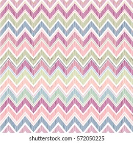 Abstract Geometric Seamless Pattern. Fabric Doodle Zig Zag Line Ornament. Zigzag Pencil Drawing Background