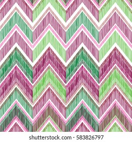 Abstract geometric seamless pattern. Fabric doodle zig zag line ornament. Zigzag pencil drawing background