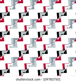 Abstract geometric seamless pattern. Fashion Style Design Print Triangle. With vertical fading lines, tracks, halftone stripes. Extreme sport style illustration. Trendy Urban colorful backdrop.