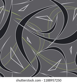 Abstract geometric seamless pattern. Fashion Style Design Print Triangle. With vertical fading lines, tracks, halftone stripes. Extreme sport style illustration. Trendy Urban colorful backdrop.