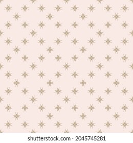 Resumen del patrón geométrico sin costuras. Ornamento de oro vectorial floral con estrellas. Textura mínima moderna. Fondo de lujo utilizado para la impresión de diseño, papel de pared, tarjetas de visita, ropa, textiles, cubiertas