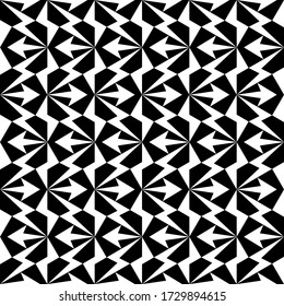 abstract geometric seamless pattern. Geometrical black and white ornament. Vector monochrome illustration. Endless texture.