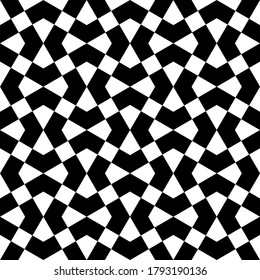 Abstract geometric seamless pattern. Geometrical black and white ornament. Vector monochrome illustration. Endless texture.