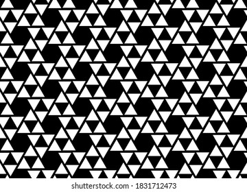 Abstract geometric seamless pattern. Geometrical black and white ornament. Vector monochrome illustration. Endless texture.